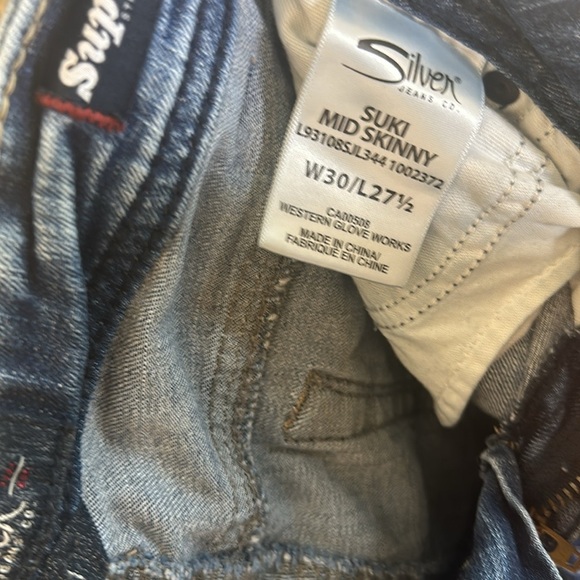 Silver Suki Skinny Jeans Distressed Stretch Mid Rise Womens Size 30 - Picture 11 of 15